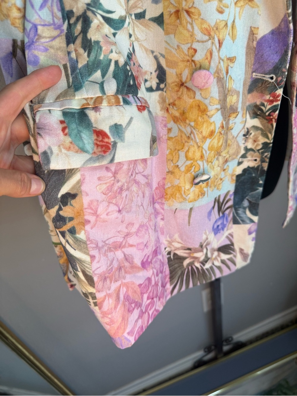 VICI Floral Linen Blend Patchwork Blazer| Relaxed Fit | Cottage Core | Medium - Picture 7 of 7